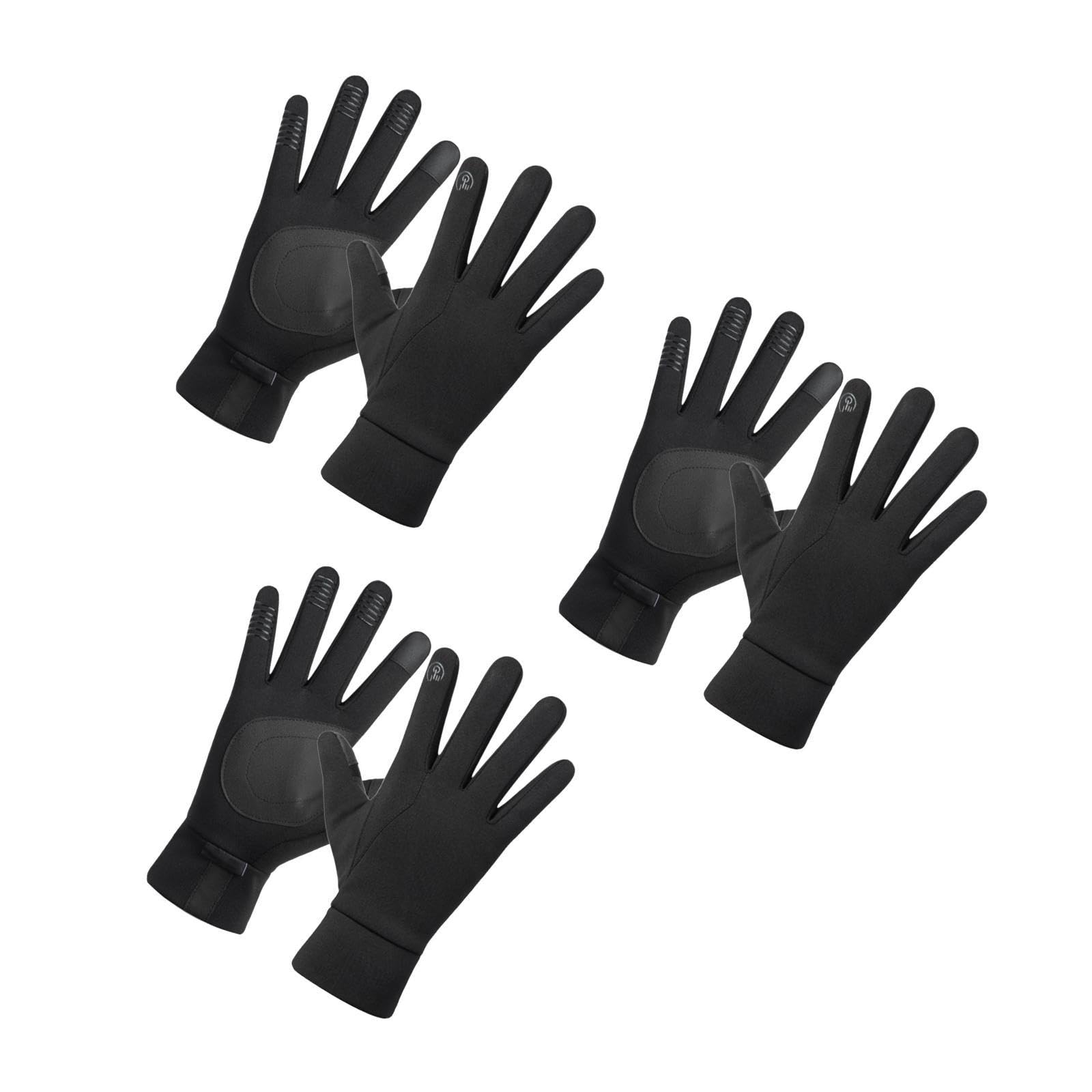 Toddmomy 3paare Winter Fahrradhandschuhe Für Winddicht Und Touchscreen-fähig rutschfeste All-Finger Handschuhe Für Mountainbike Und Outdoor-aktivitäten Schwarz