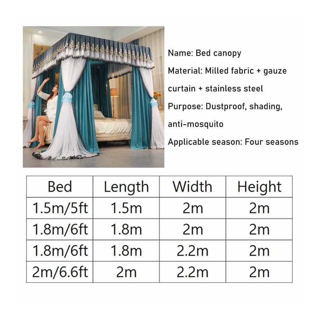Luxuriöser Betthimmel, dekorative Vorhänge für das Schlafzimmer – verdunkelnd, staubdicht, Moskitonetze an Betten (Stil 4, 1,8 x 2 x 2 m)