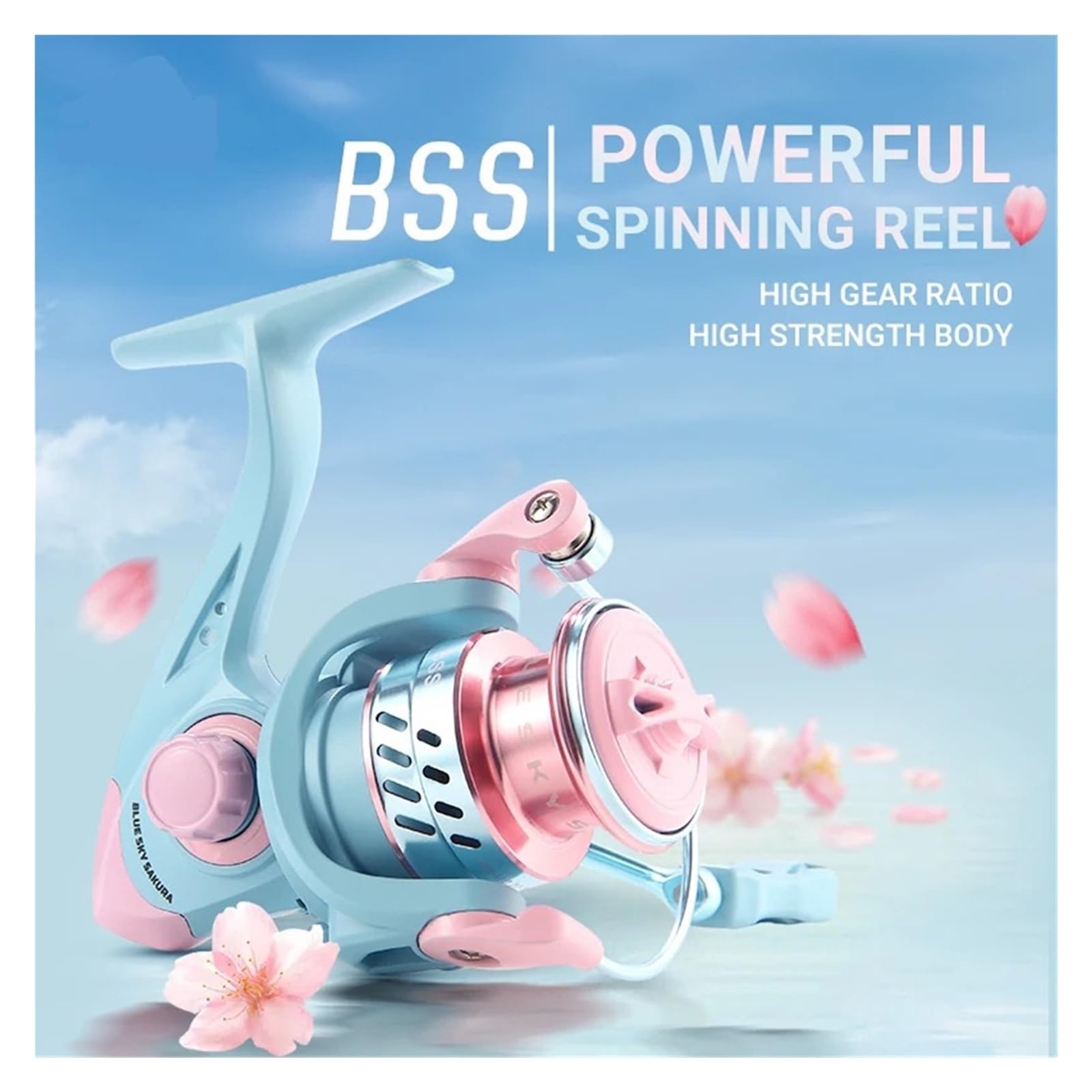 Fishing Reel Carrete de Pesca Giratorio Azul y Rosa 1500-4000 5,2: 1 GearRatio MAX Drag 8kg Suave y Sensible for Lanzamiento de Larga Distancia
