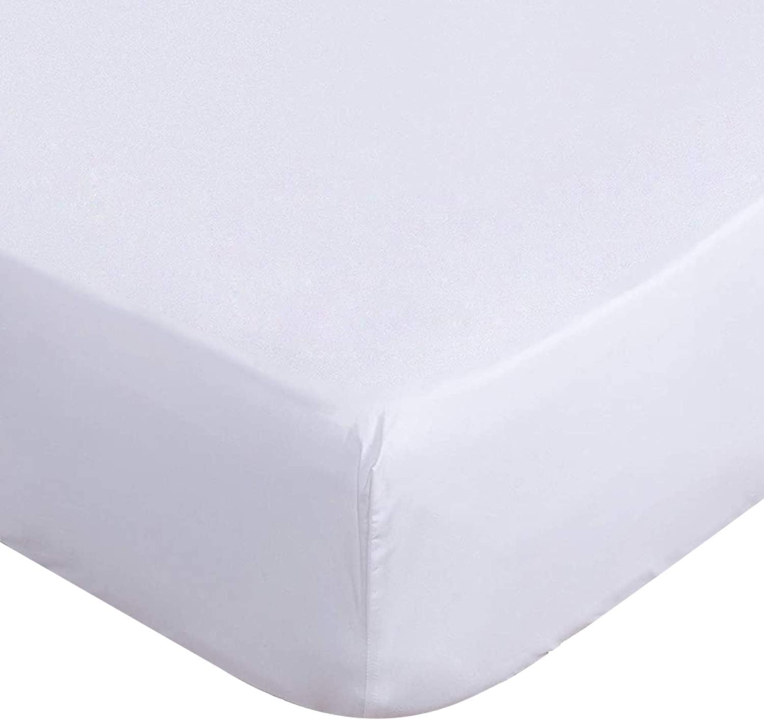 Lux Decor Collection Hannah Linen Fitted Sheet King White Brushed Microfiber 1800 Bedding - Wrinkle, Fade, Stain Resistant - Hypoallergenic (White, Queen)