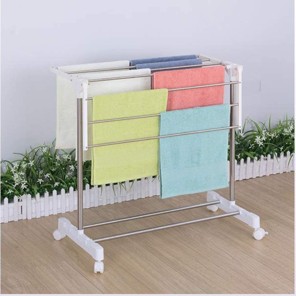 ELISCO Clothes Drying Rack, Double Pole Rail Rod Adjustable Outdoor Indoor Garment Rack Commercial Grade Adjustable Clothing Rack
