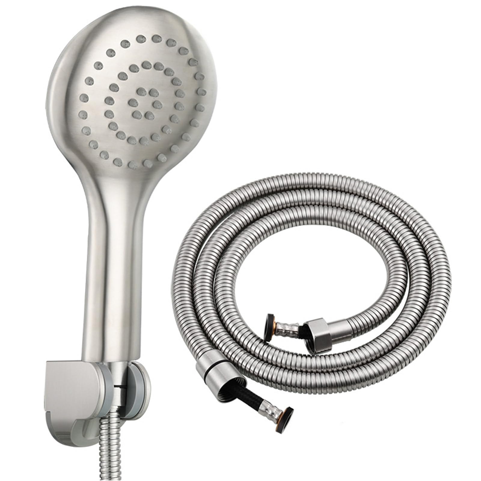 Cabezal de ducha de mano de acero inoxidable cepillado con manguera de 59 pulgadas, rociador de ducha de alta presión, soporte de pared ABS ajustable para máxima comodidad y versatilidad