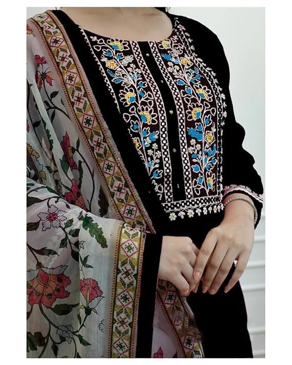 Image of Embroidery Printed Straight Kurta Pant & Dupatta Set for Girls & Womens Festival & Party Casual Formal Kurta Set with Dupatta for Women