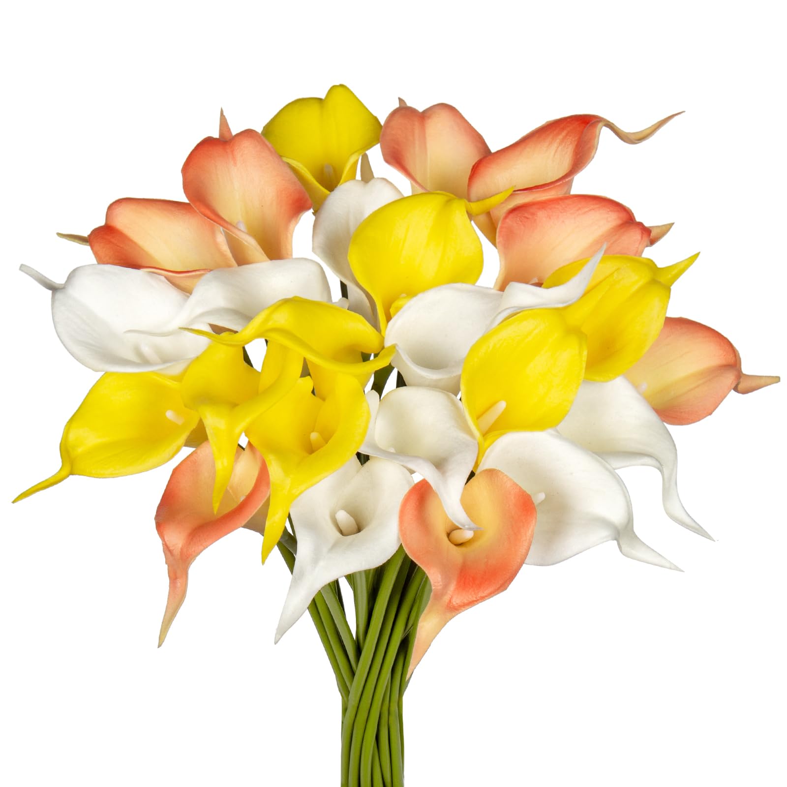 Amazon｜カラーリリー造花24個 リアルタッチ ホワイトとイエローの装飾