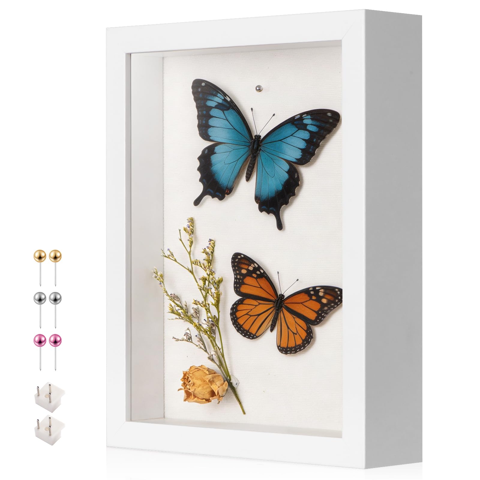 MGLIFEUL 6x8 Inch Small Shadow Box Frame with Real Glass & Soft Linen Back