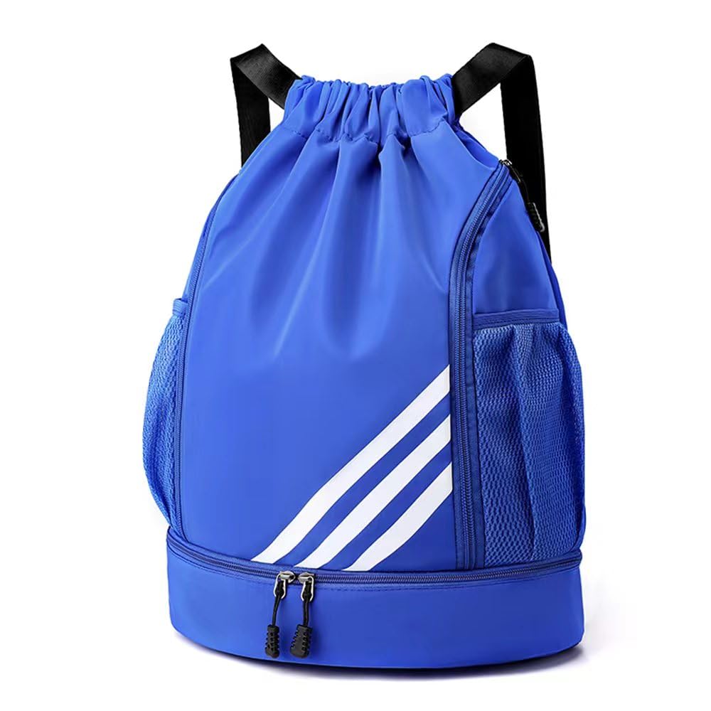 Drawstring Backpack Waterproof Sport Bag Gym Sack bag with Shoe Compartment Side Mesh Pockets for Women Men