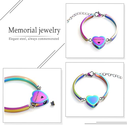 Miniatura 4 de Alway in My Heart - Pulsera de cremación para cenizas, joyería de cremación en forma de corazón, Metal