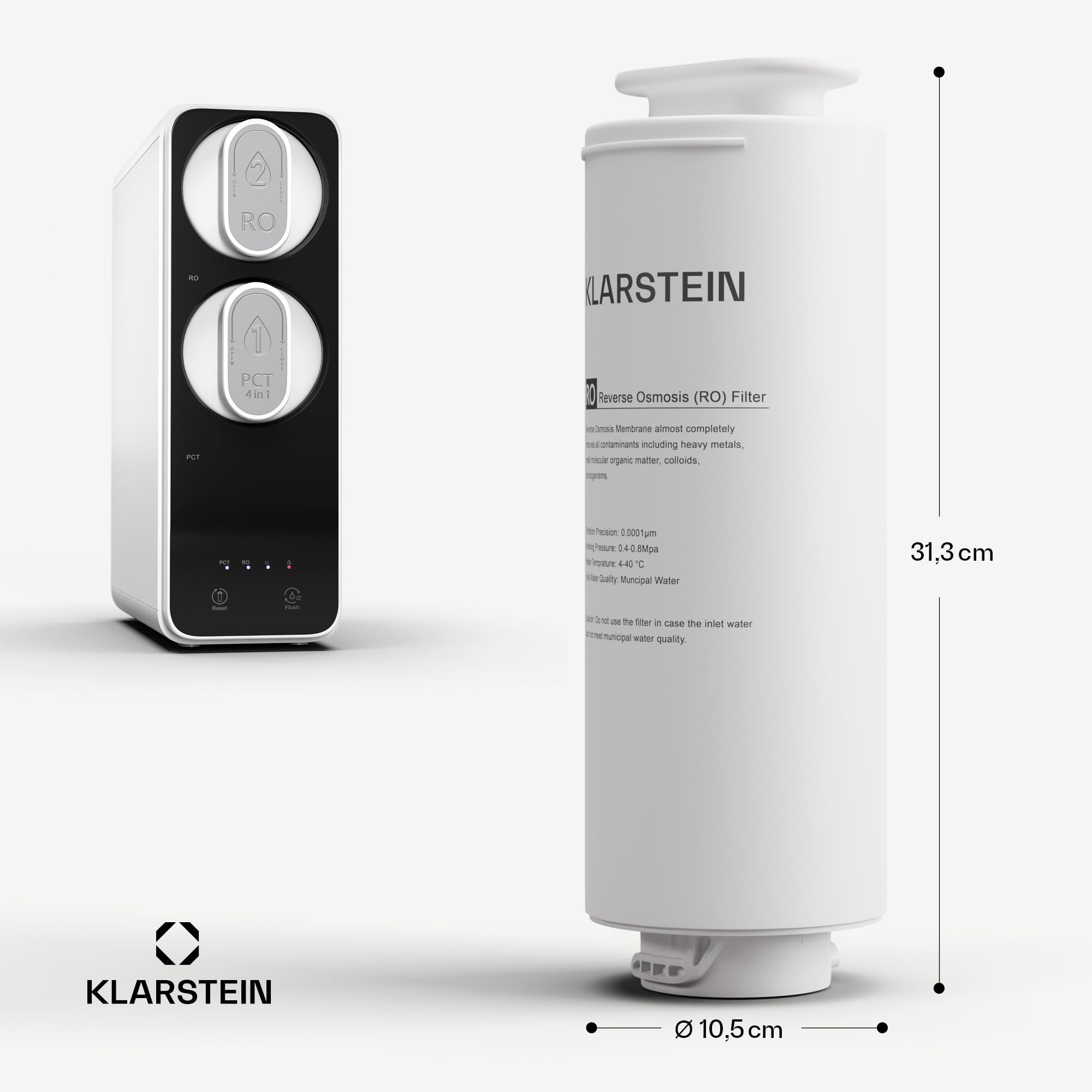 Klarstein RO-System Filtr zapasowy do wody z kranu, Filtr do systemu odwróconej osmozy, Trwałość 24 miesiące, Kompatybilny z PureLine 600GPD, 1x podzlewowy wkład filtra wody, Membrana RO