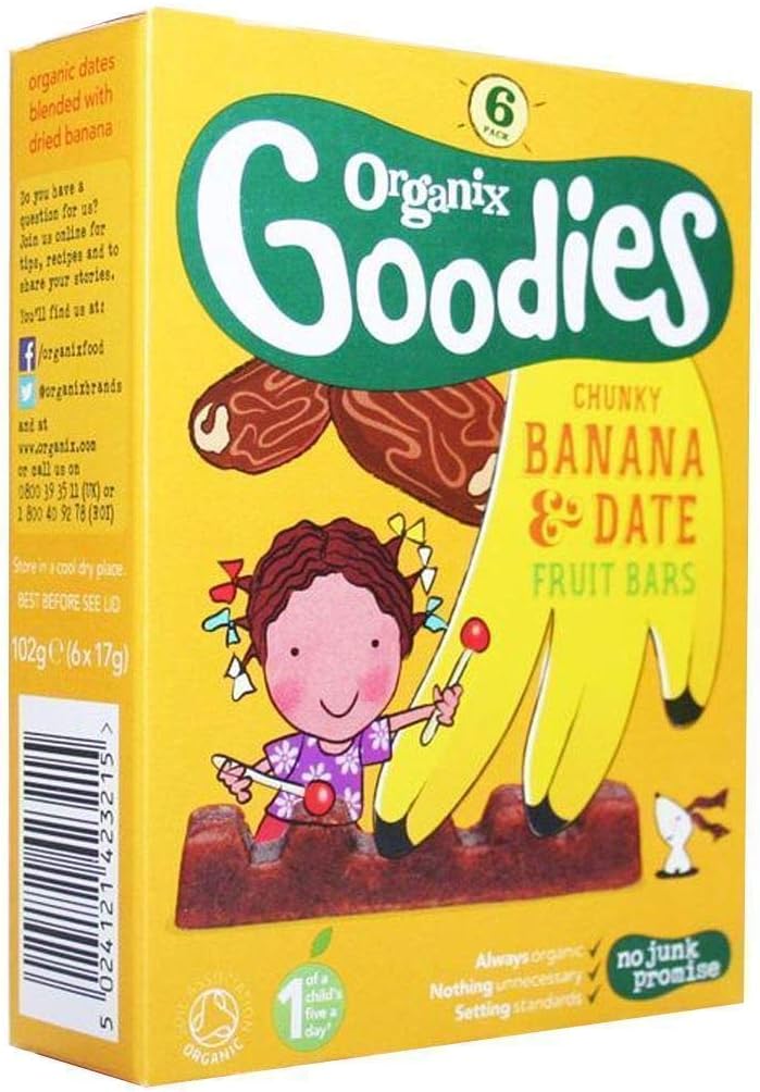 Organix Goodies Banana & Date Chunky Fruit Bars 6X17G (102G) - Pack of 2
