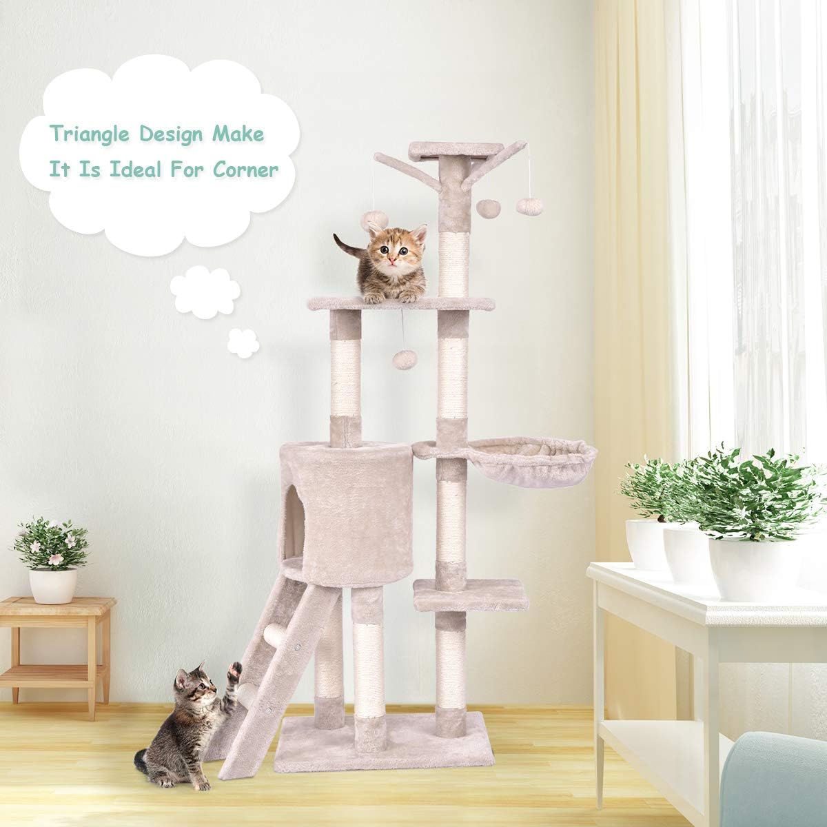 review Cat Tree Condo with Scratching Posts Perches, Deluxe Cat Tower Kitten Play House