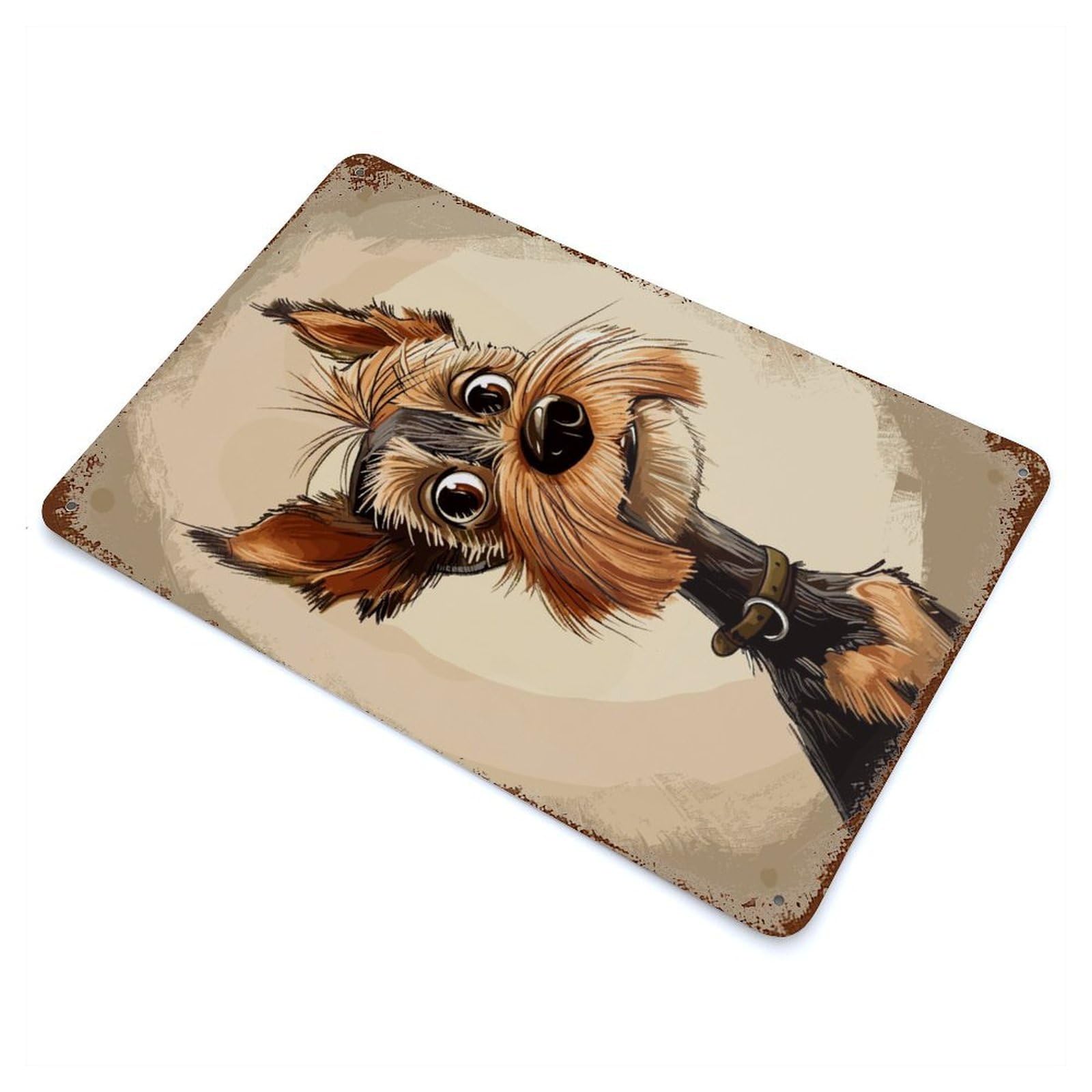 Garage Style Yorkshire Terrier Vintage Rust Metal Sign 11.8"x7.9", Industrial Home Decor for Bar And Workshop