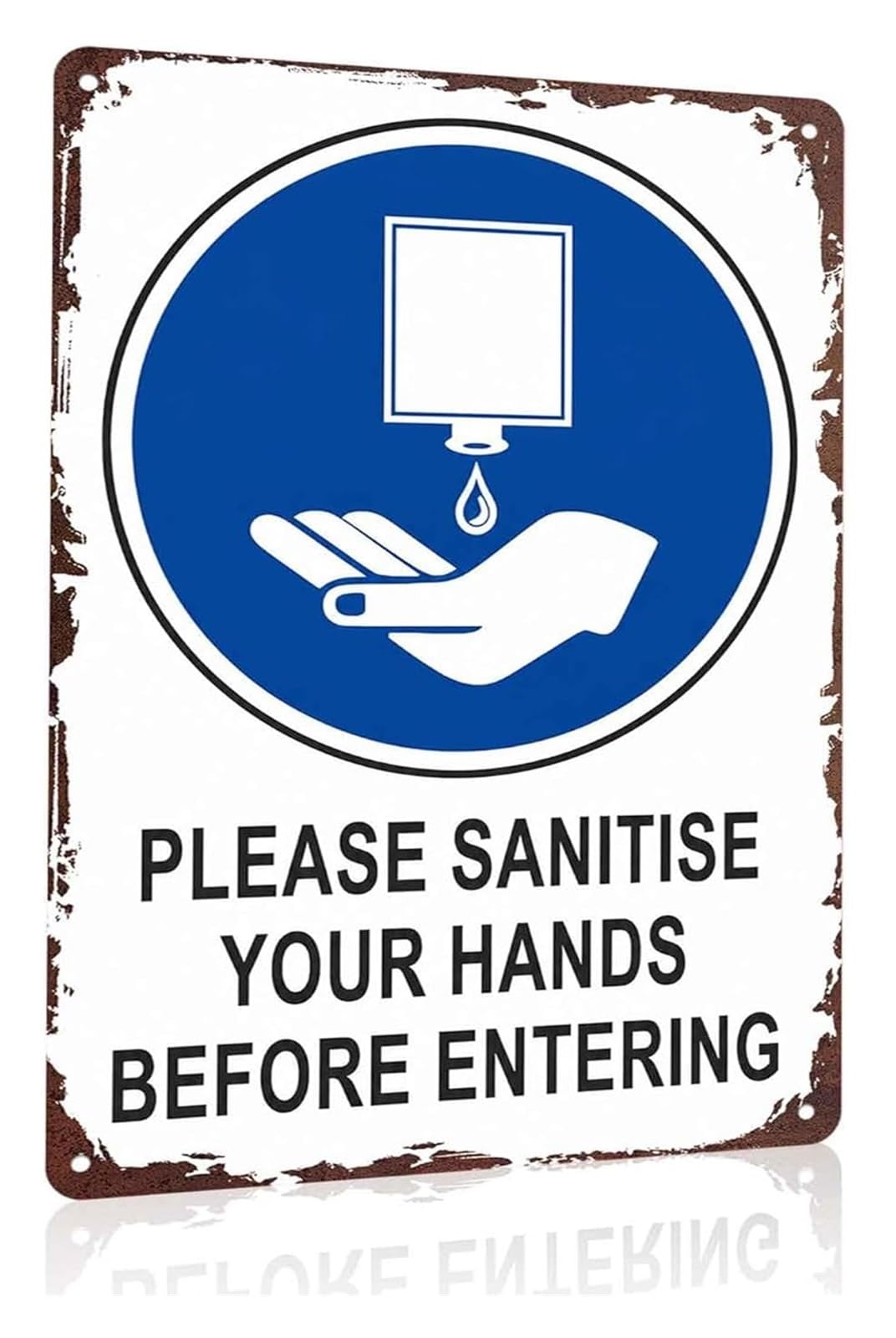 HDKYSWBUEJ Sanitize Hands Funny Metal Tin Sign for Door Entrance Cafe Shop Home 8 X 12 in