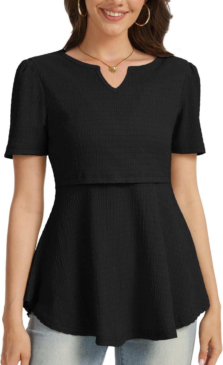 Bearsland Women's Nursing Top 3pack Short Sleeve V-Neck Nursing Shirt Breastfeeding Shirts - Image 4