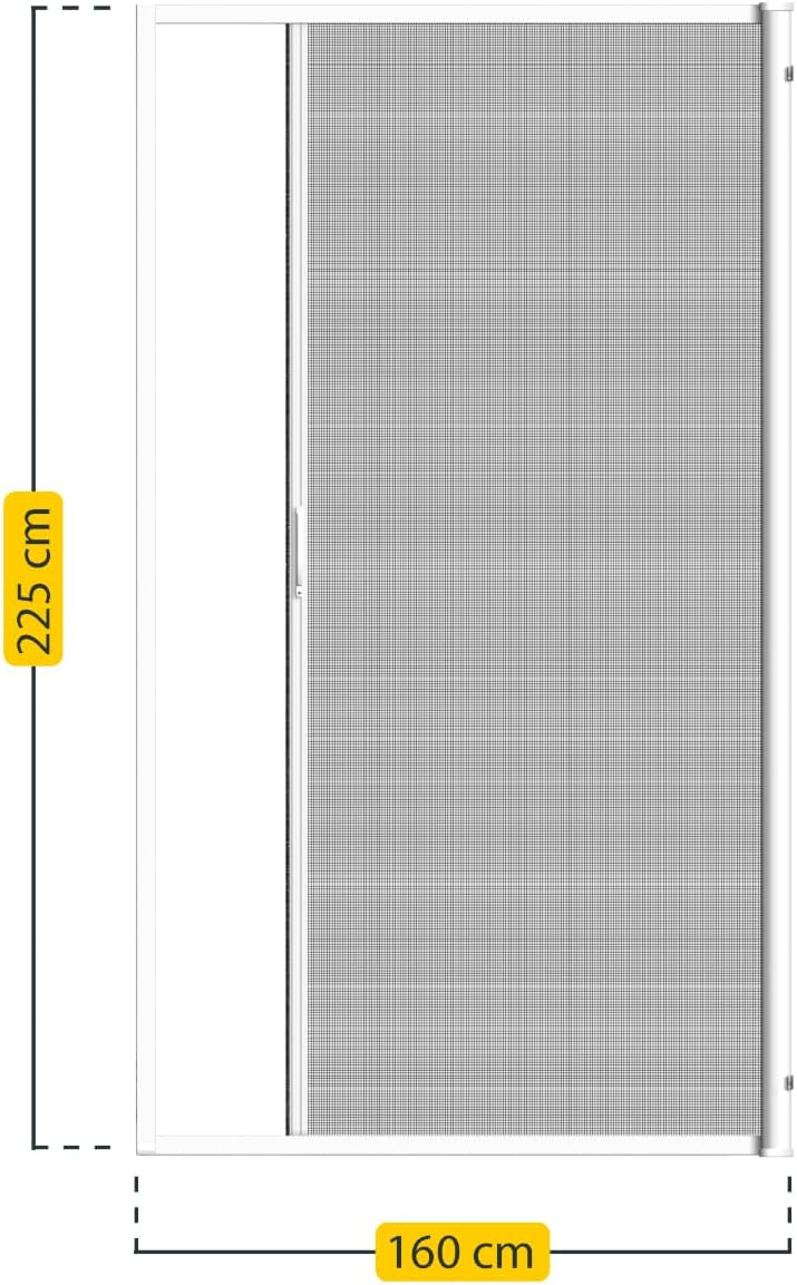 Diagram showing the dimensions of the Schellenberg 70896 Roll-Up Insect Screen: 160 cm width and 225 cm height.