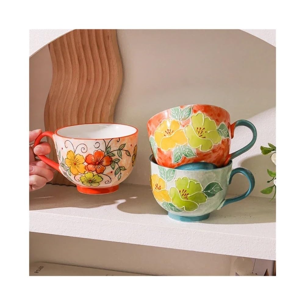 Tazza da tè e caffè in ceramica, fatta a mano, in porcellana, per uso ufficio, ideale per bevande calde e colazione, capacità 500 ml
