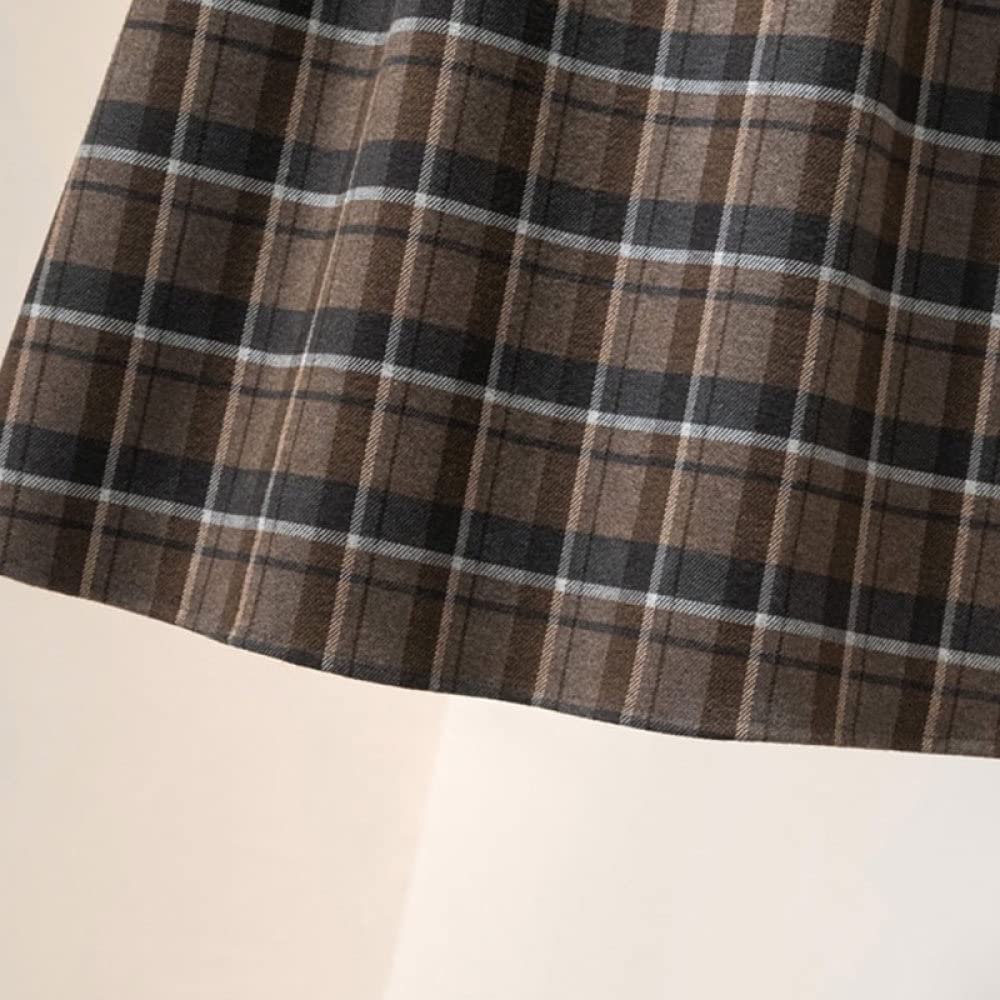 Gonne Lunghe Invernali, Plus Size Gonna Invernale A Quadri Rossi Vita Elasticizzata Gonna Elegante A Vita Alta Gonne Casual in Lana Calda per Donna Midi Gonna Ampia A Trapezio A Pendolo