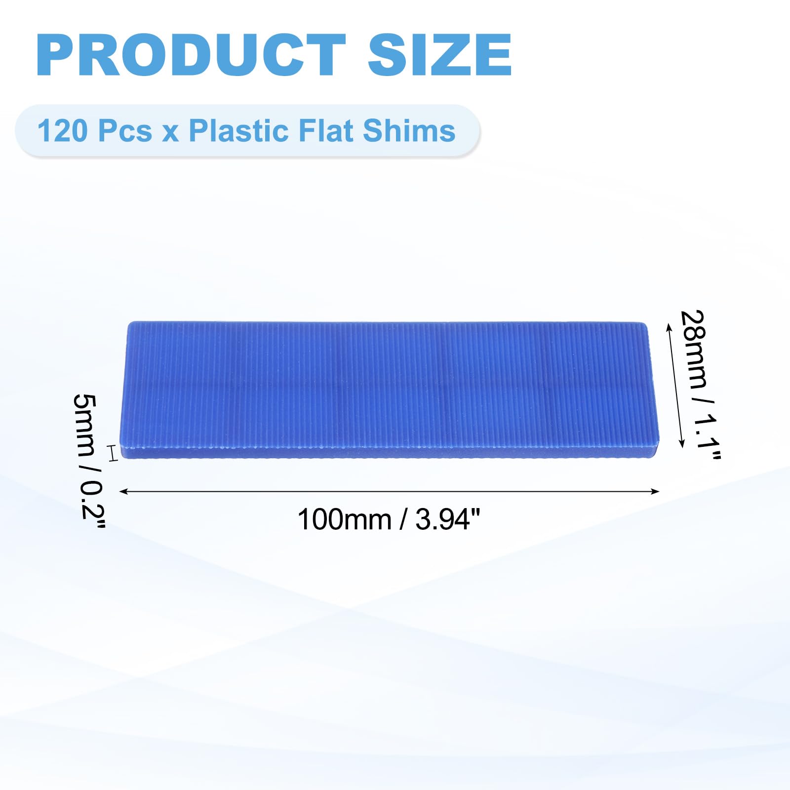 uxcell Lot de 120 cales plates en plastique de 33/162 cm, cales structurelles en plastique pour nivellement, blocs de vitrage pour niveau d'amélioration de la maison, porte de toilettes, entretoises