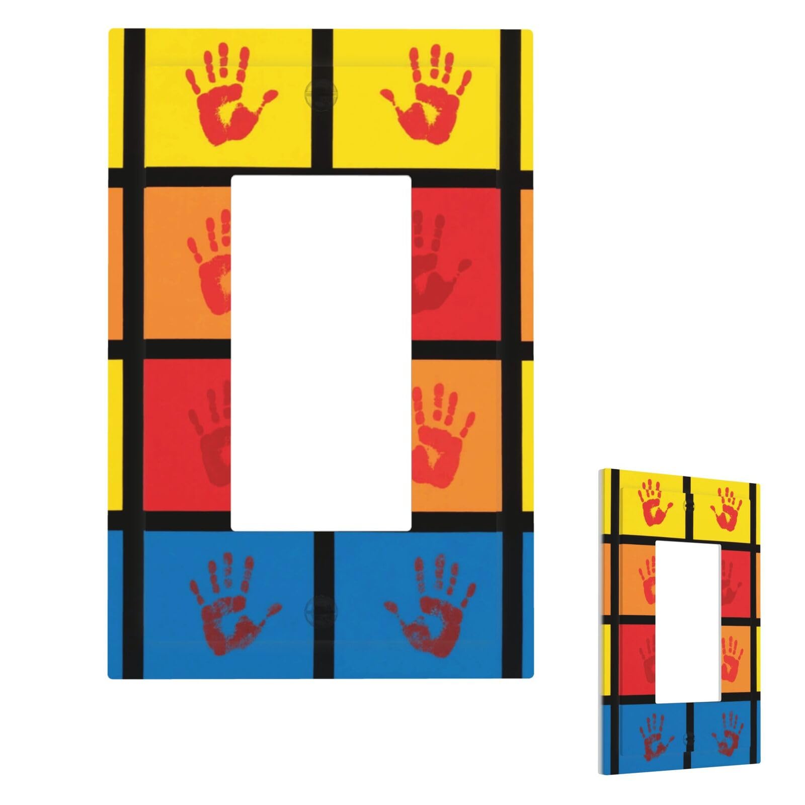 Handprints Wall Plate Cover Modern Decorative 1 Gang Light Switch Cover Unbreakable Receptacle Outlet Covers For Living Room Bedroom Home Decor 1 Gang