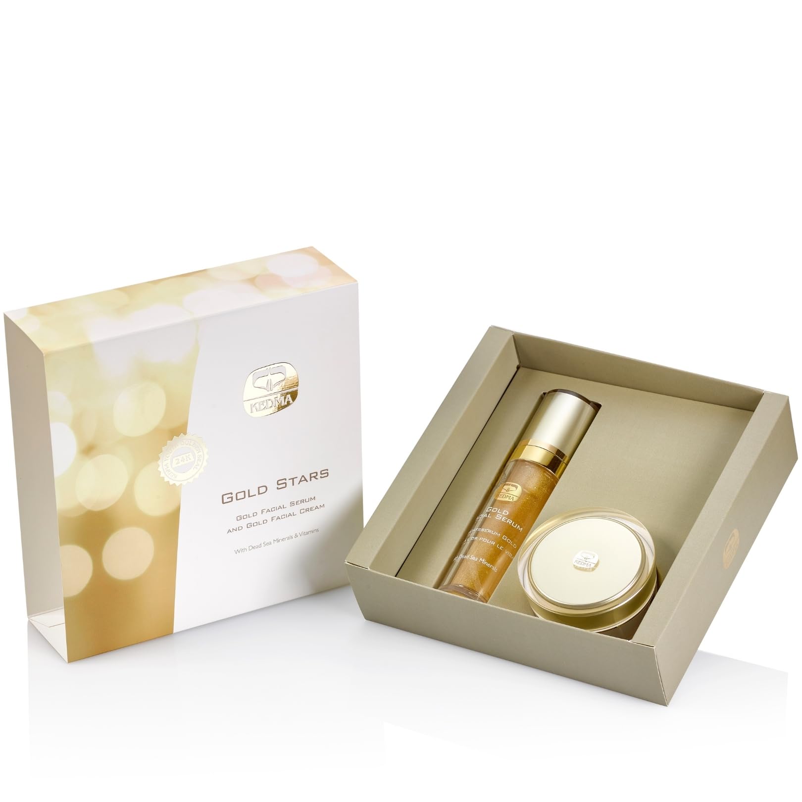 Kedma - Set Crema e Siero Viso con Oro 24K - Ringiovanimento e Idratazione - 50ml+50g