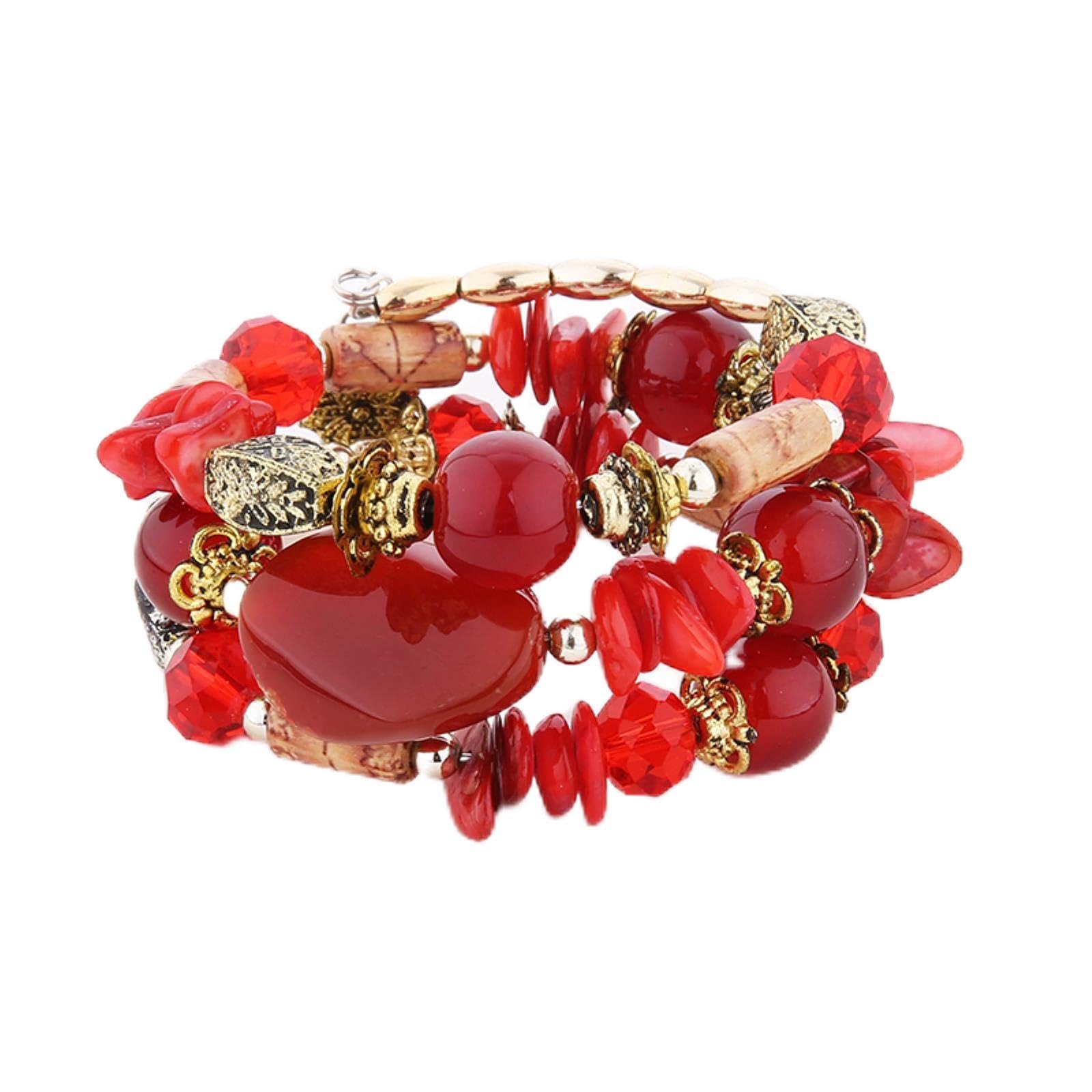 braccialetto bohémien, Bracciale rigido con perline in pietra naturale, in metallo color oro, gioielli etnici bohémien for donna