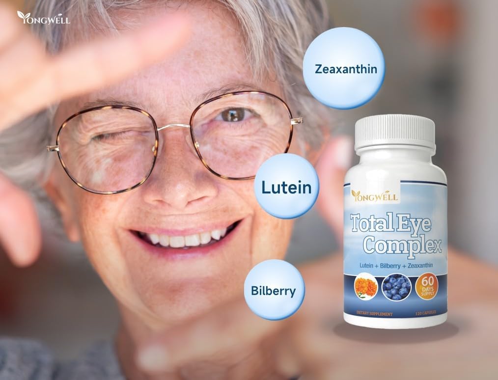Total Eye Complex with Lutein, Bilberry & Zeaxanthin - Support Eye Health & Visual Acuity (120 Capsules)