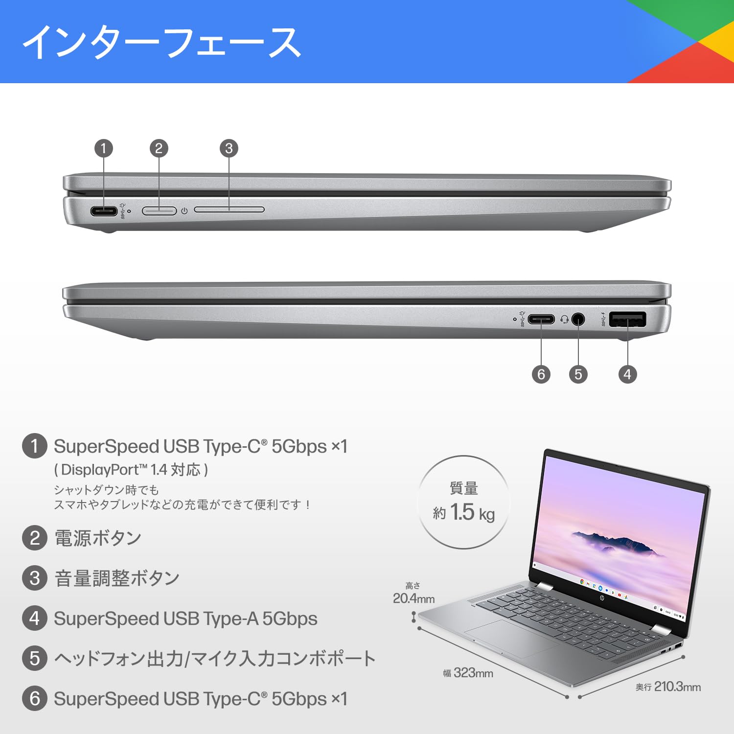 Amazon.co.jp: HP ノートパソコン Chromebook Plus x360 14 14.0インチ