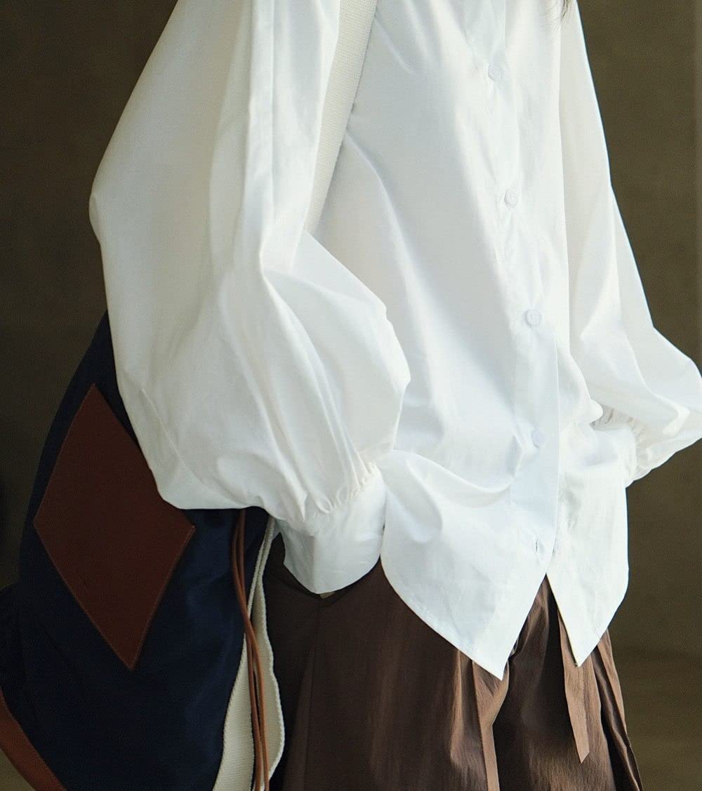 Oberteile Damen,Damen-Leinenbluse, Übergroß, Für Den Sommer, Einfarbig, Ballon-Langarmshirt, V-Ausschnitt, Plissierte Oberteile, Elegante Bluse, T-Shirt-Jacke, Lockere Bluse, Tunika, Sweatshirt-Ober