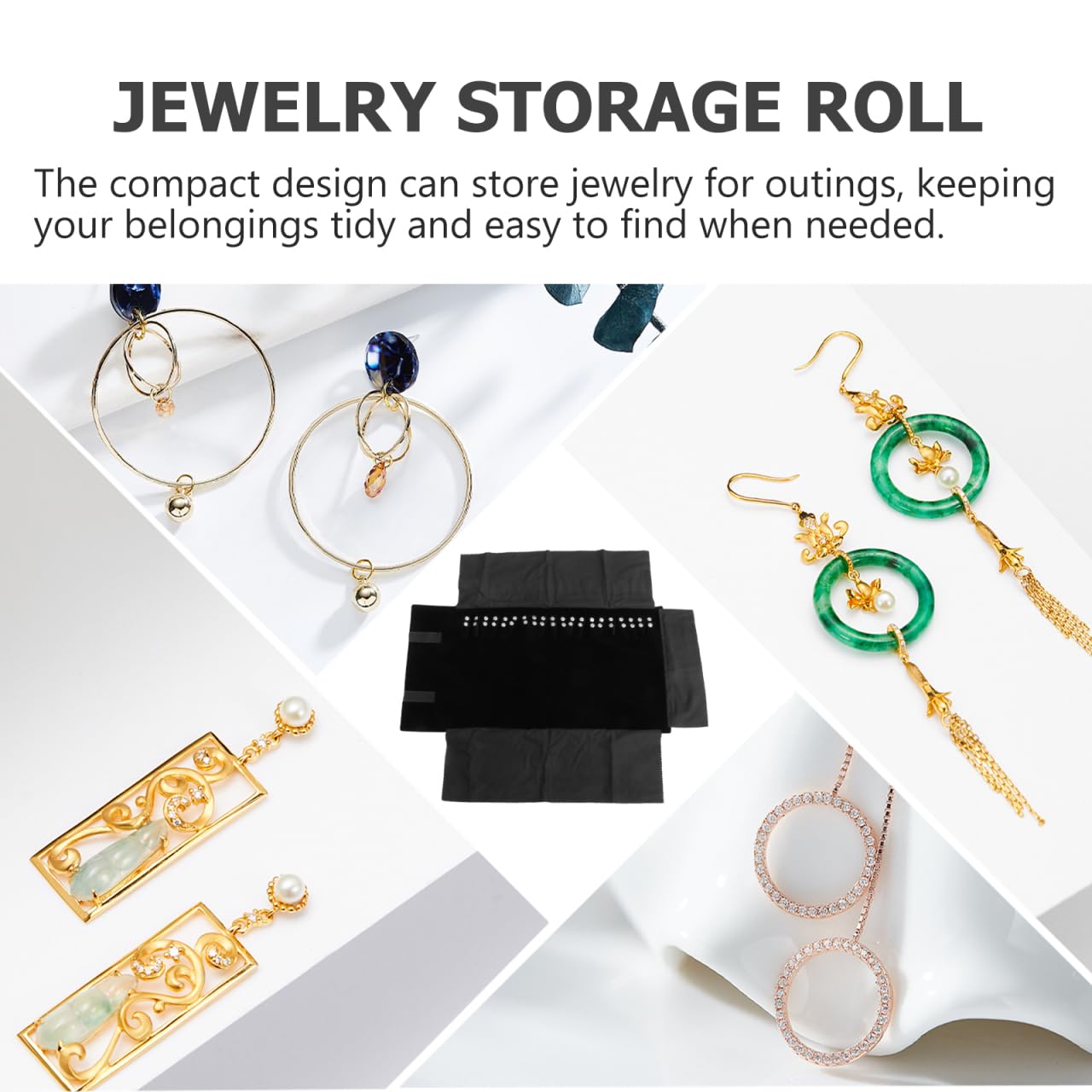 Cabilock Bolsa de Rollo de Joyería Organizador de Joyas para Collares y Pulseras para y Protección de Premium Negro