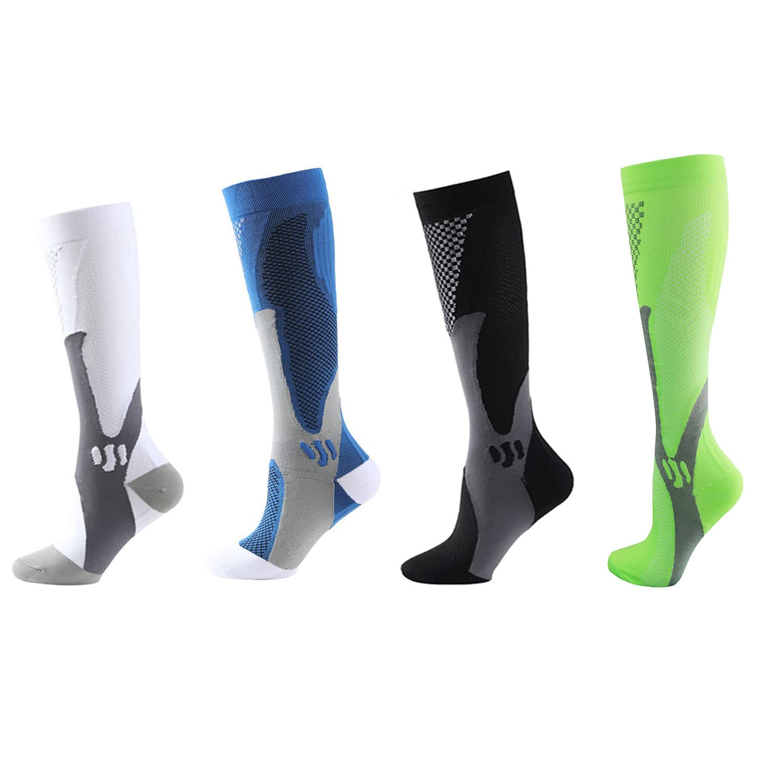 4 Pair Compression Socks For Men Athletic Football Socks for Run Basketball Soccer Travel