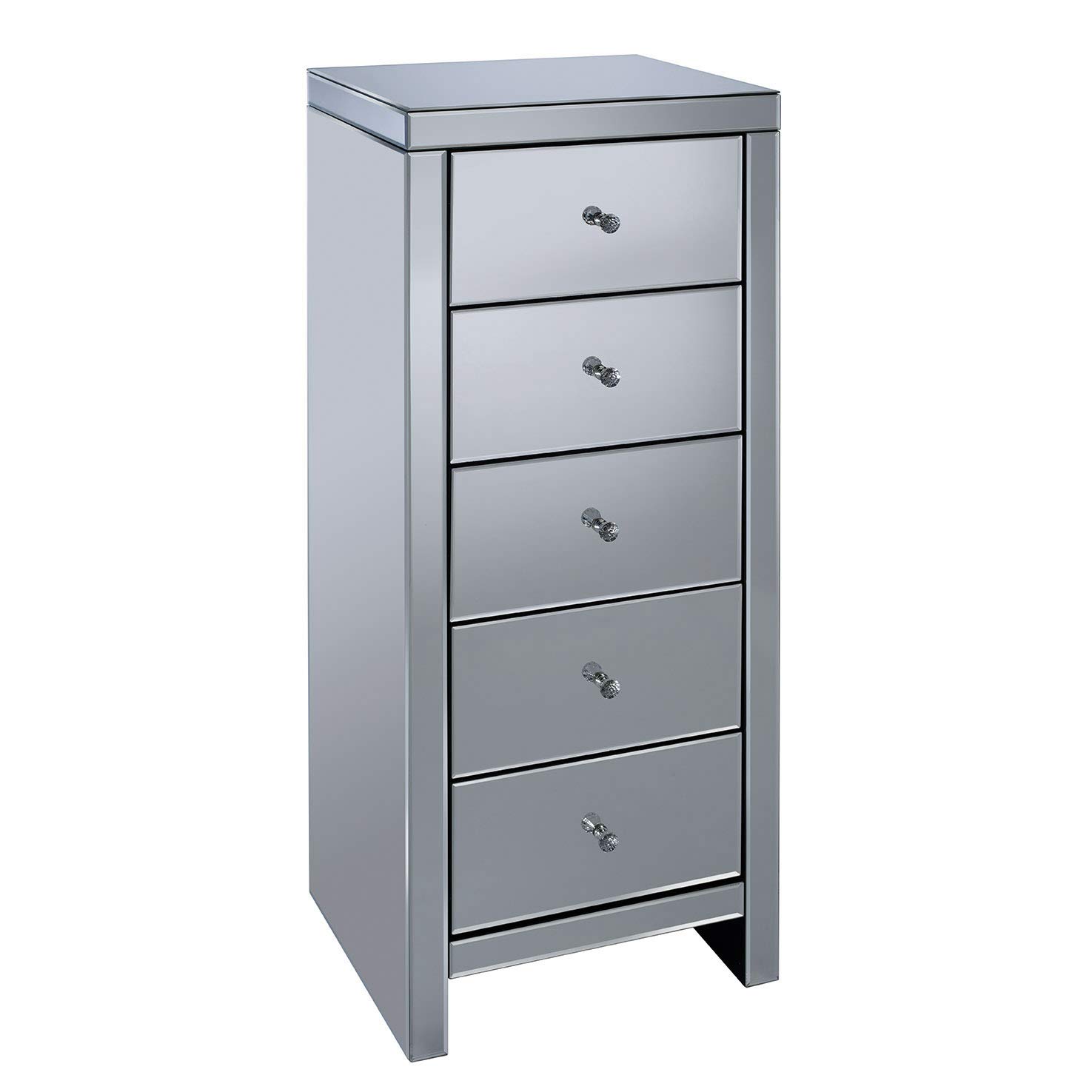 B&Q -  Seville 5 Drawer Narrow Chest Mirrored