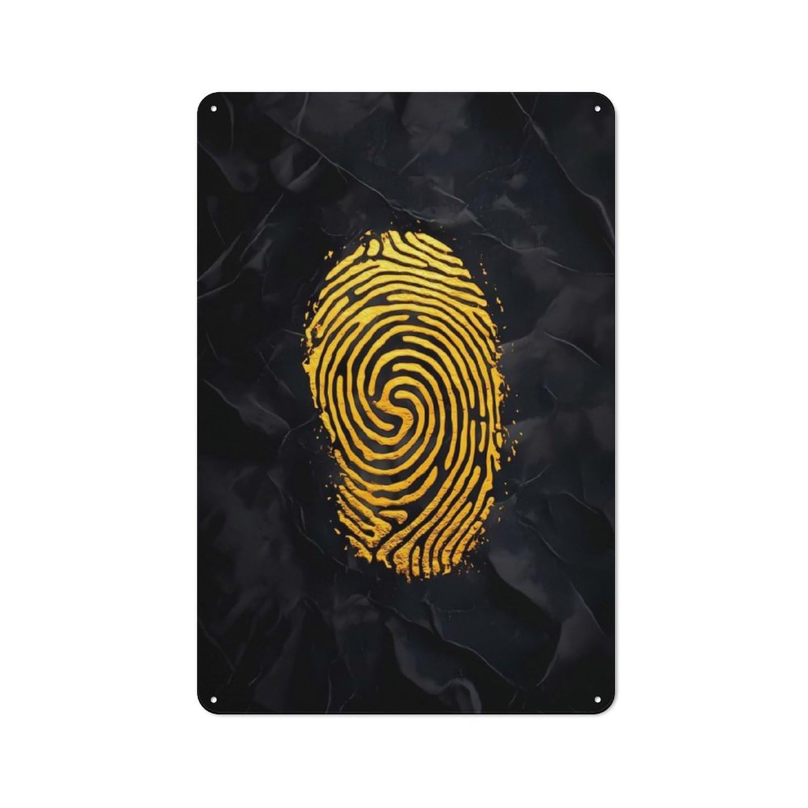 Golden Fingerprint Rustic Metal Plaque 30x20cm for Living Room Or Hallway, for Garage, Workshop And Man Cave Decoration