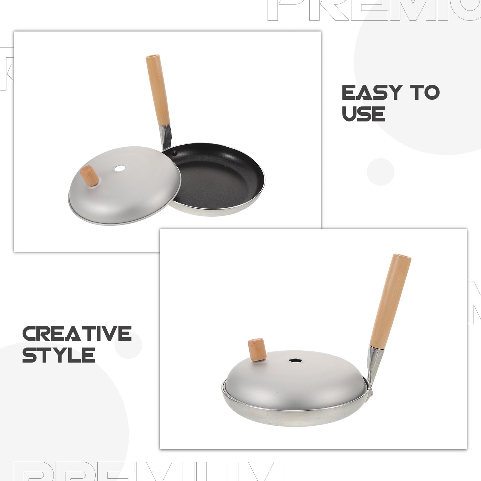 INOOMP Sartén japonesa para Oyakodon: Sartén antiadherente de aluminio con mango de madera - Cacerola pequeña para freír huevos con tapa - Mini para Tamagoyaki, ideal para cocinar en familia