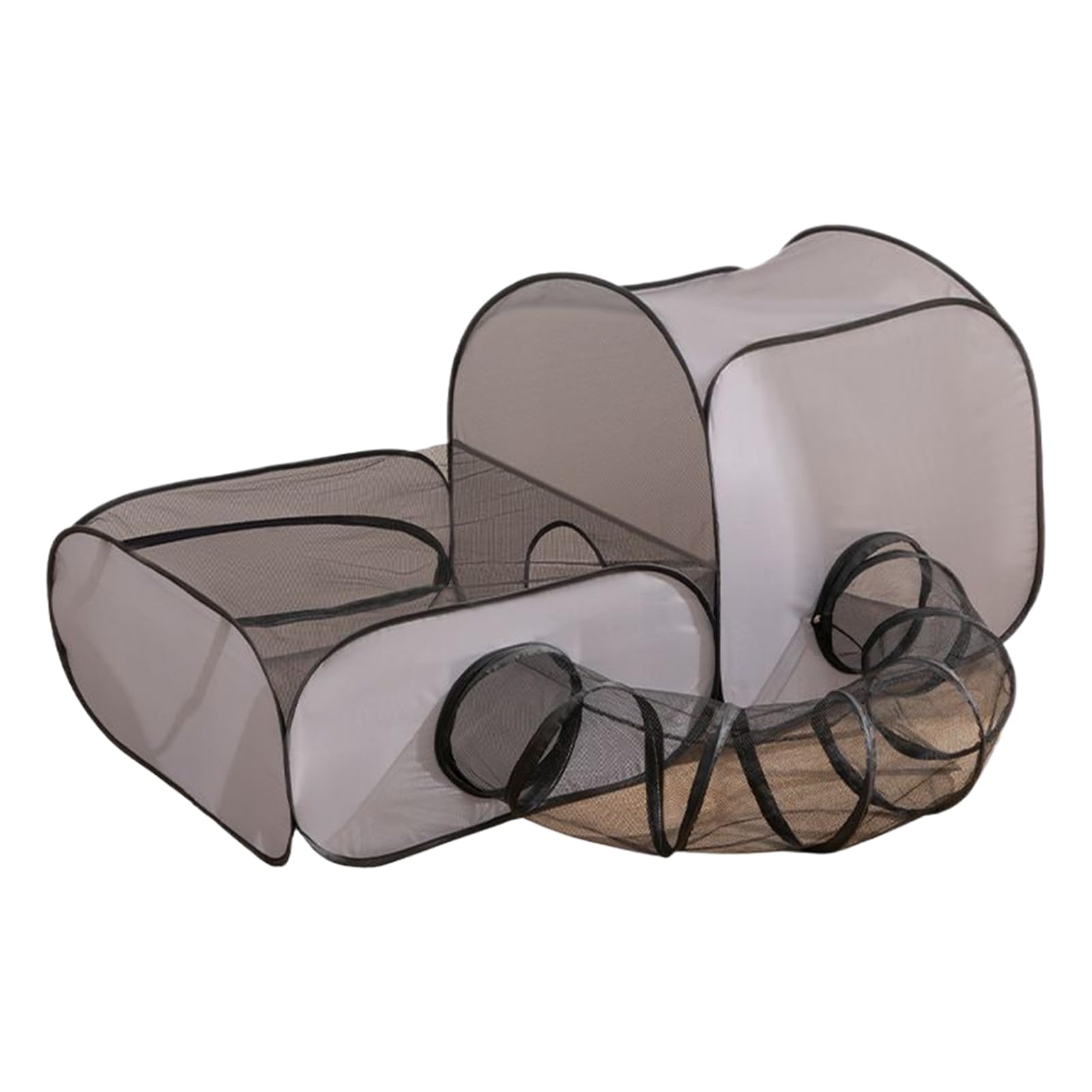 Laufgitter für Katzen, Outdoor-Haustier-Laufstall mit Tunnel, atmungsaktives Netzgewebe, faltbar, Spielhaus mit Tunnel, Haustierzelt für Spielplatz, Hof, Garten