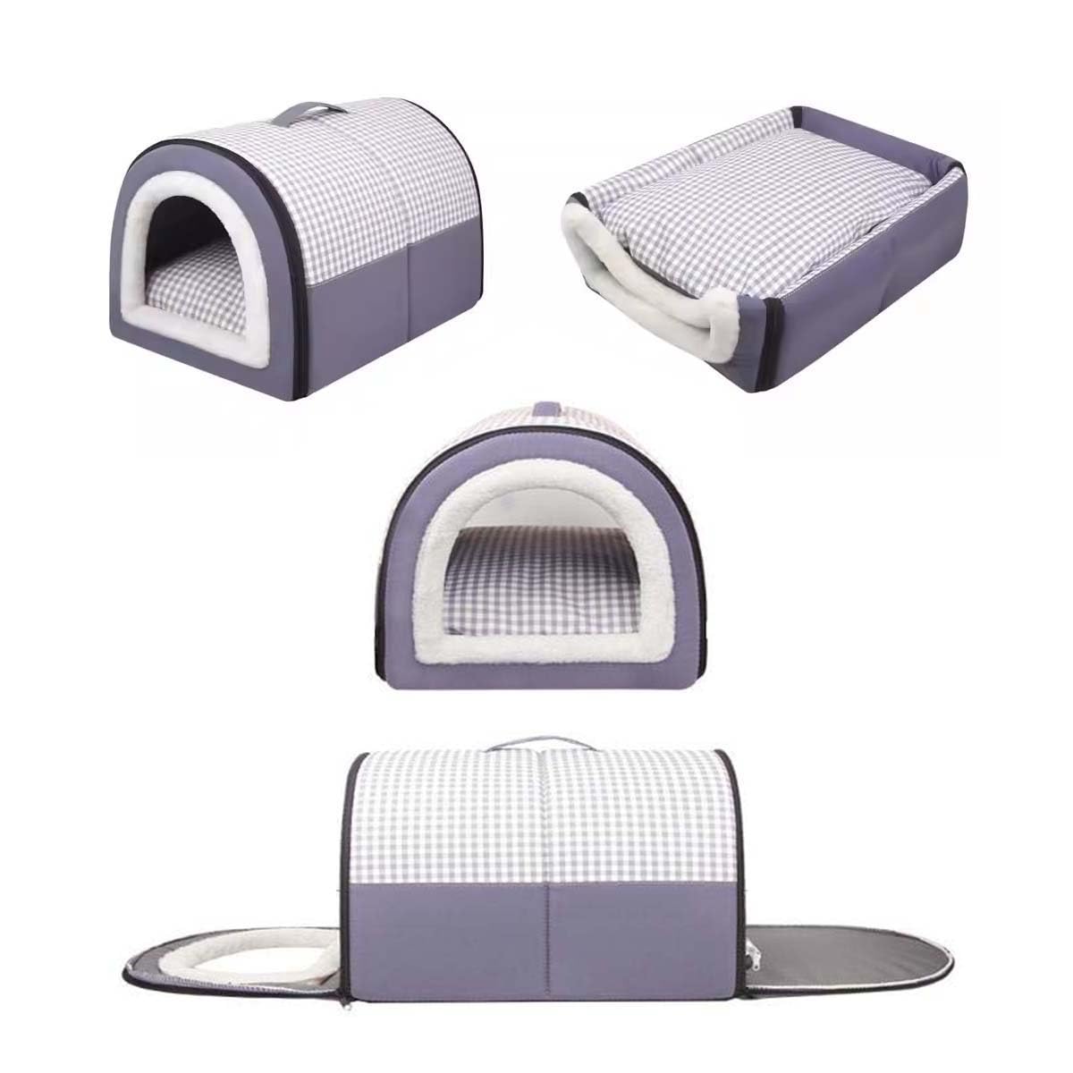 Cuccia per cani da interni, cuccia per cani 2 in 1, pieghevole, con cuscino rimovibile anti-ansia, impermeabile, calda, cuccia calmante per cani (70 x 55 x 45 cm, blu)