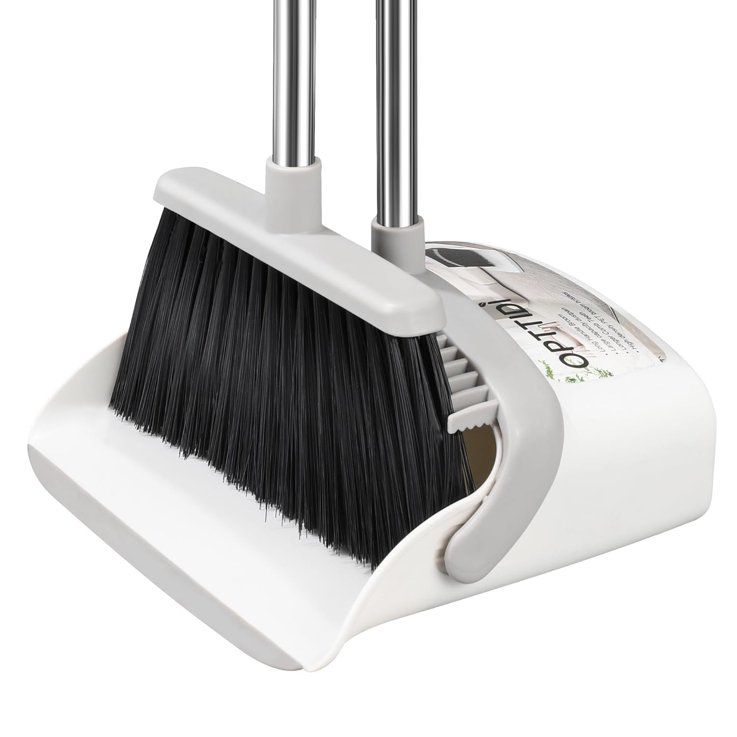 Broom and Dustpan Set, Upgraded Broom with Dustpan Combo Set with 56" Tall Adjustable Handle, Self-Cleaning Teeth, Upright Standing Dust Pan for Heavy Duty Indoor Outdoor Cleaning and Pet Hair-picture-15