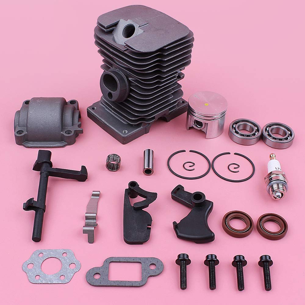 HAOHAO 38 mm Cilindro Kit de pistón Compatible with Stihl MS180 018 MS 180 Motosierra Pieza del Motor Pan cojinete de bancada del Sello de Aceite del gatillo de aceleración