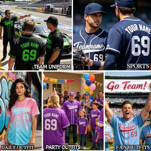 Camiseta personalizada de béisbol con logo, nombre y número de equipo para hombres, mujeres y jóvenes miniatura 2
