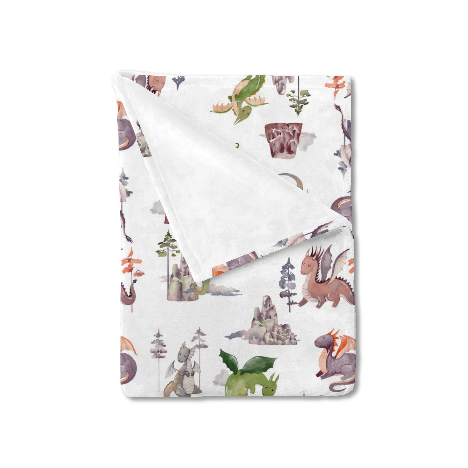 HawSkgFub Baby Toddler Boys Watercolor Dragon Animal Blanket Gift, Nursery Daycare Fairy Tale Flannel Fleece Bed Swaddling Blankets, Soft Warm Lightweight Newborn Baby Shower Kids Crib Bedding 40 x 50