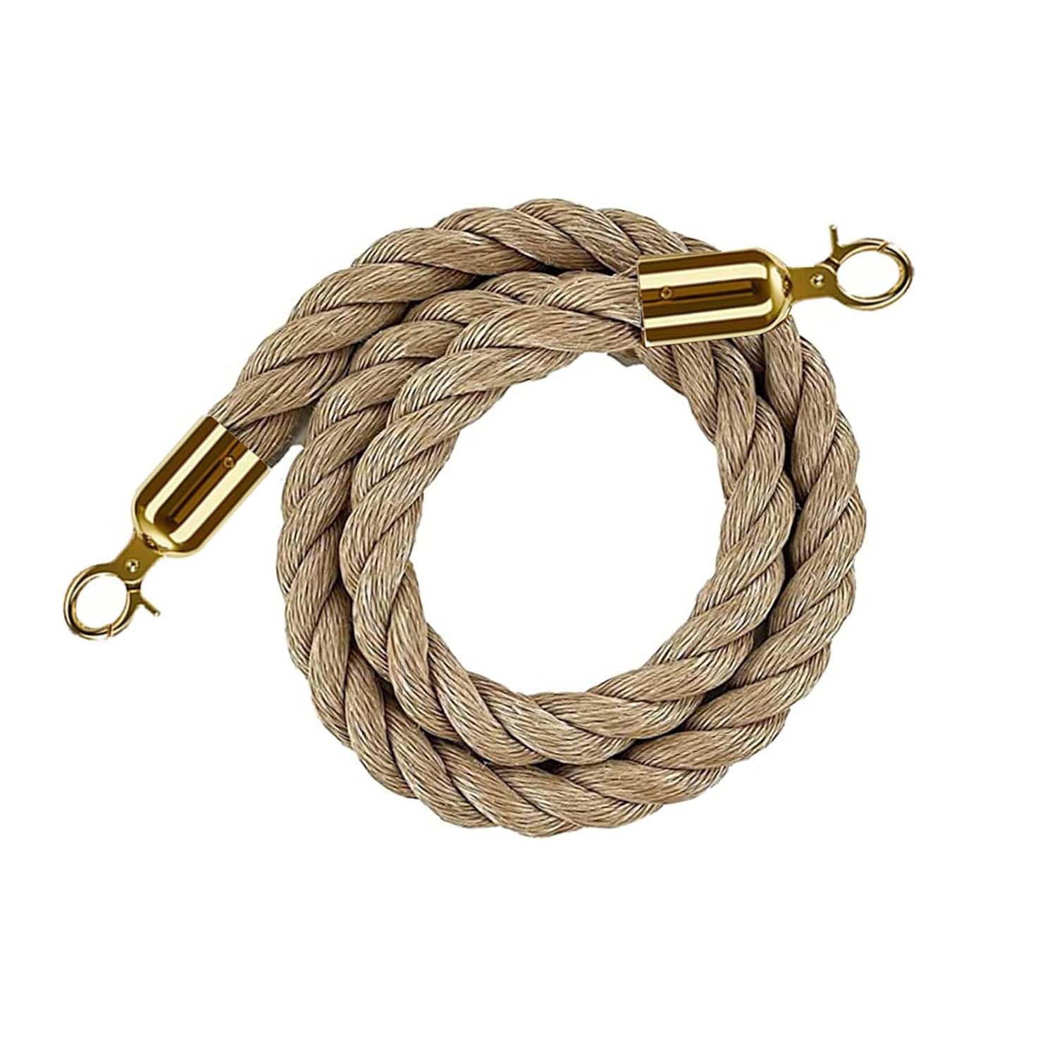 Aunangljscs Gold Rope Barriers, Stanchion Queue Barrier Ropes For Crowd Control, Pole Rope For Posts,Hemp With Polished Snaps-||3.0M(,1.0M)