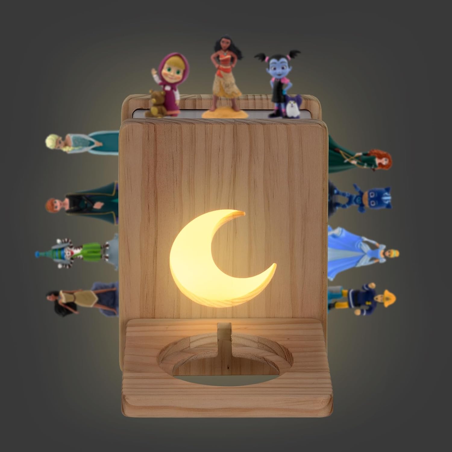 Tonie Shelf Magnetic with Light| Wooden Tonie Figure Organizer for Kids Room| Tonie Magnetic Display Shelf for Tonies Box Holder|Tonie Box Shelves Compatible Charging Station