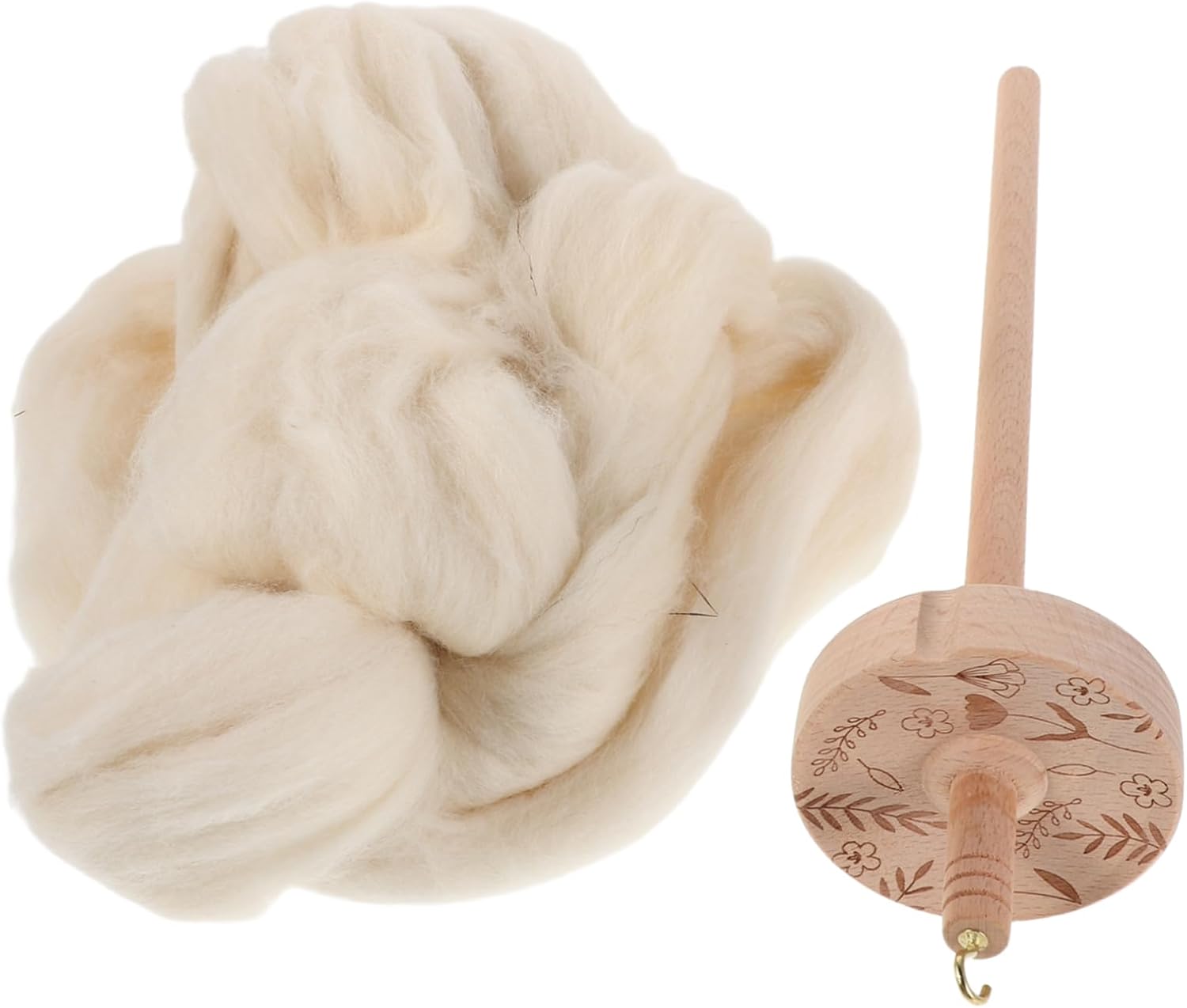 Gadpiparty 1 Set Crafted Wooden Drop Spindle Kit Whorl Yarn Spinner with Wool Strip for Spinning Weaving and Crafting Durable Yarn Winder and Weaving Tool Kit for Beginners and Enthusiasts