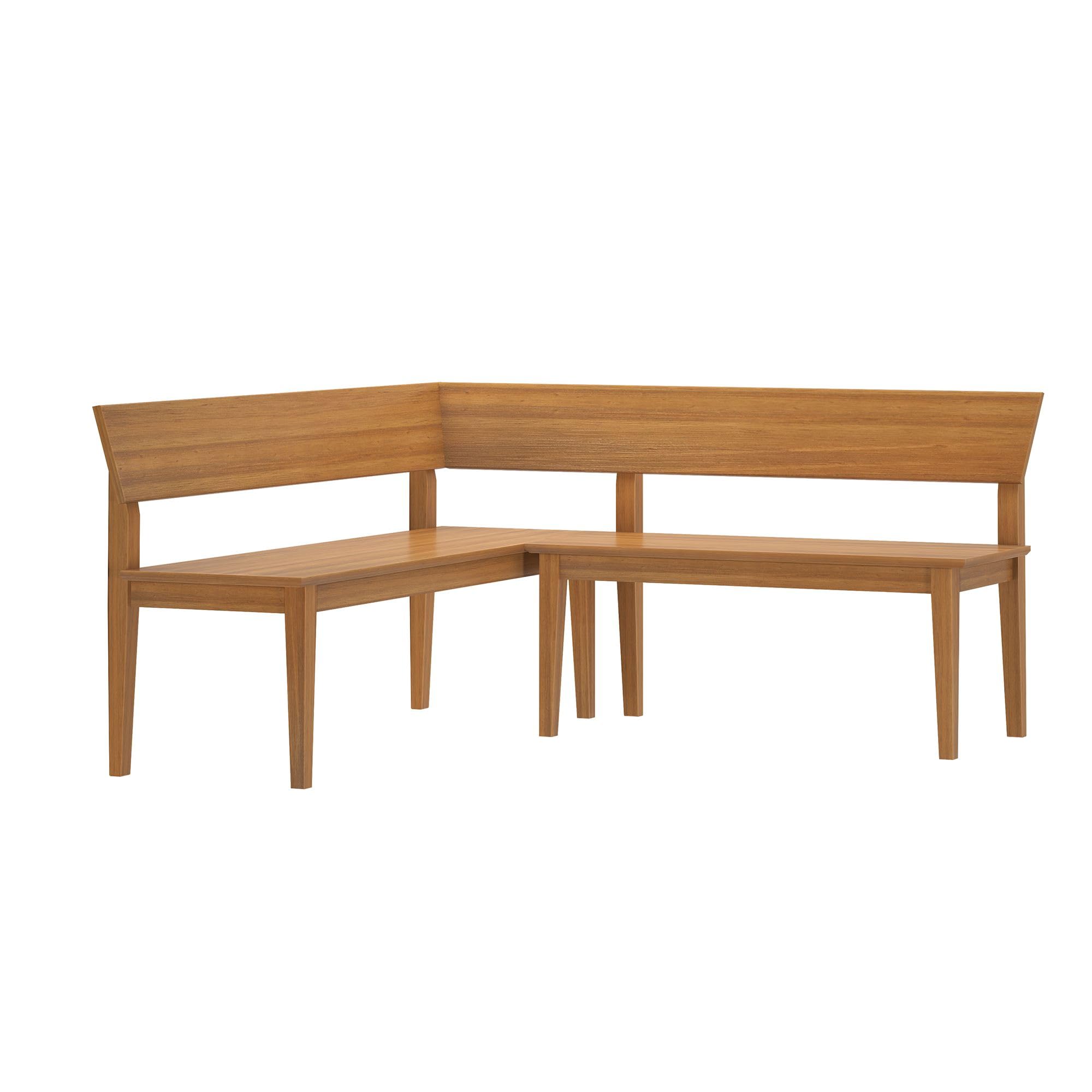 Plank+Beam Risa Dining Bench, 64 Inch, Corner Bench, Pecan | Space-Saving Solution, Hassle-Free Setup, Solid Wood