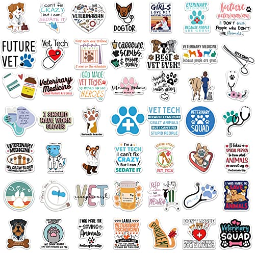 50Pcs Veterinary Stickers Veterinary Aesthetic Medicine Stickers Pack,Waterproof Decals Cute Cartoon Dog Paws Vinyl Stickers For Laptop Water Bottle Phone Skateboard Travel Case #TOP1