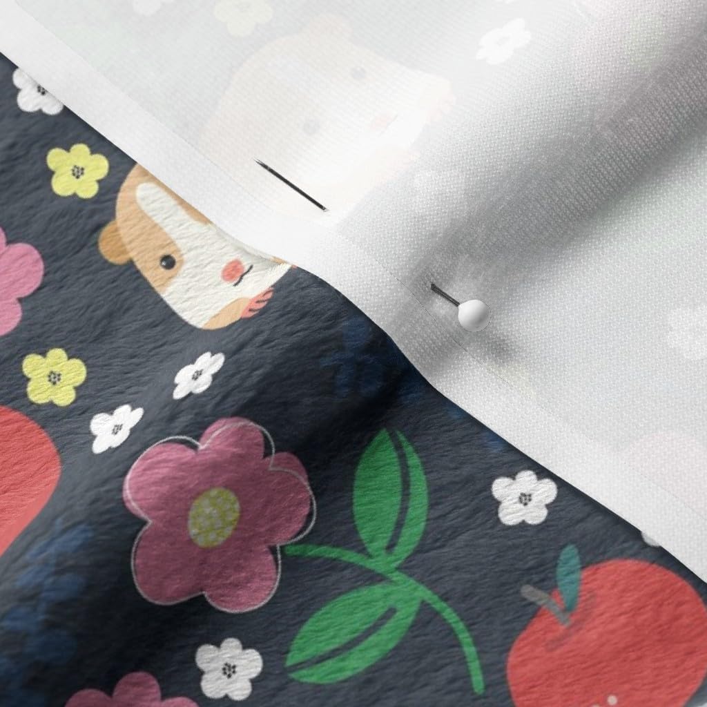 Spoonflower Fabric - Guinea Pigs Apples School Fruit Animal Printed on Minky Fabric by The Yard - Sewing Baby Blankets Quilt Backing Plush