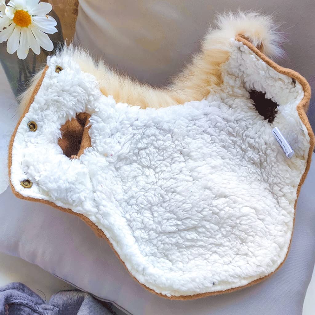 ZQDMYT Fleece Line Dog Mantel, Plus Samt Dicke Hundeweste for kaltes Wetter, winterlicher Warmer Pelzkragen Hundejacke for Welpe mit Knopf (Color : Khaki-L)