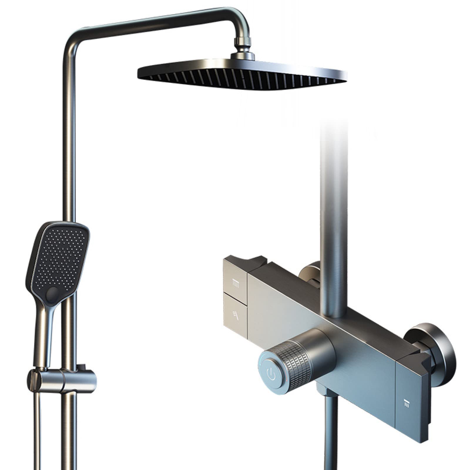 OZBMA Gun Gray Constant Temperature Shower Set Household Brass Main Bathroom Pressurized Rain Toilet Shower,
