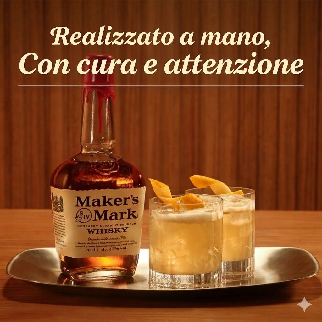 Maker's Mark, Kentucky Straight Bourbon Whisky, bourbon dolce e soft dall'iconica chiusura in cera rossa - bottiglia in vetro da 700ml