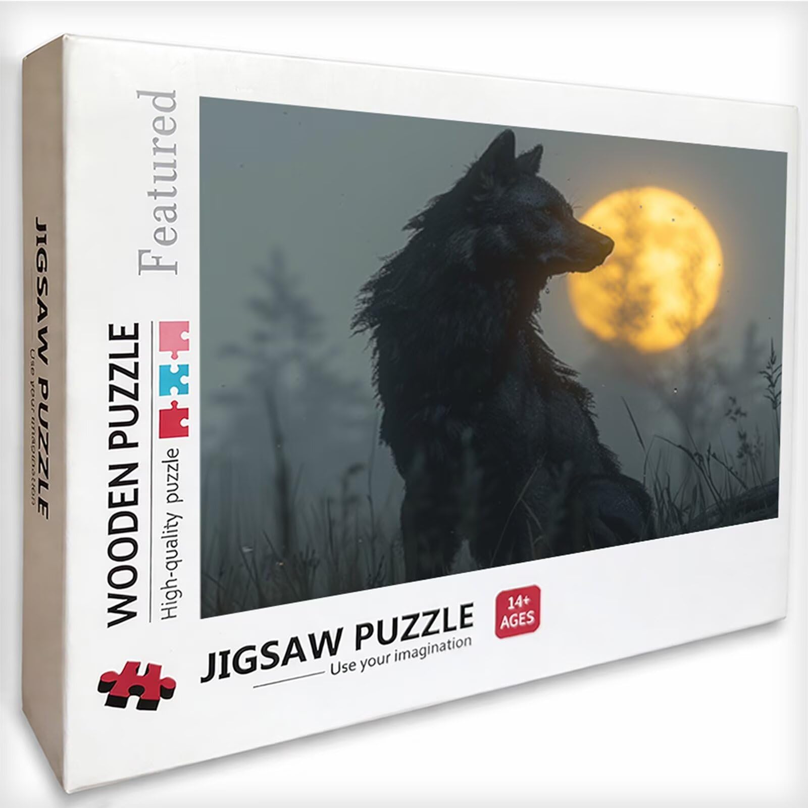 Drewniane puzzle wilk 2000 sztuk, puzzle dla dorosłych z pudełkiem 99x70 cm, łamigłówki, dla mężczyzn kobiet nastolatek, kreatywne gry logiczne, dekoracja domu prezent, M-6733