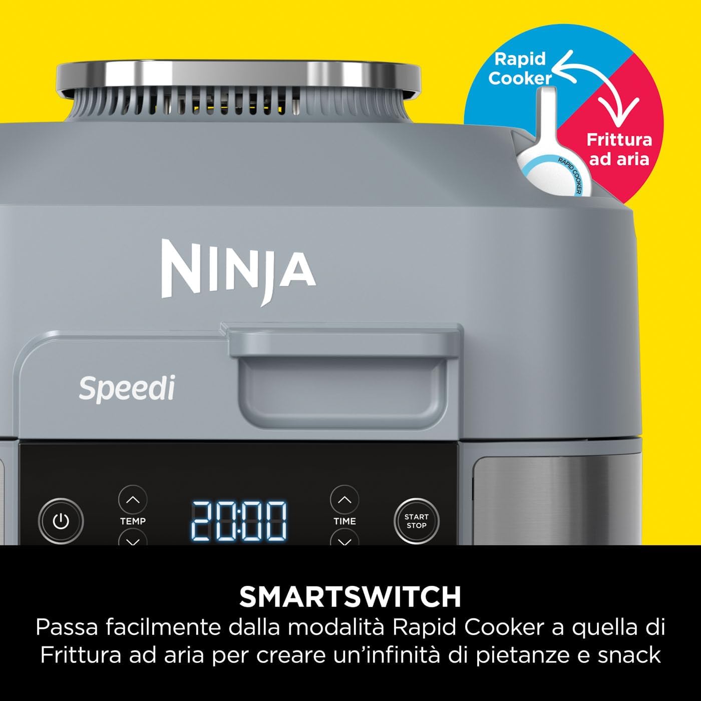 Ninja Speedi Pentola elettrica rapida 10 in 1, friggitrice ad aria e pentola a pressione, 5,7 l, pasti per 4 in 15 minuti, frittura ad aria, cottura al vapore, ecc., grigio sale marino, ON400EU Ninja Speedi Pentola elettrica rapida 10 in 1, friggitrice ad aria e pentola a pressione, 5,7 l, pasti per 4 in 15 minuti, frittura ad aria, cottura al vapore, ecc., grigio sale marino, ON400EU