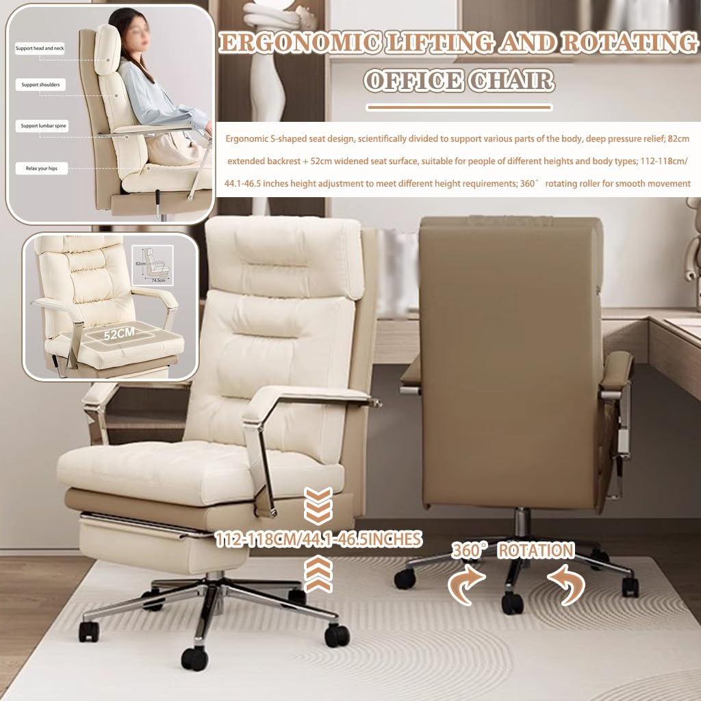 パソコンチェア/オフィスチェア/イス椅子　リクライニング ヘッドレスト付き フットレスト付き160°リクライニングオフィスチェア、マイクロ